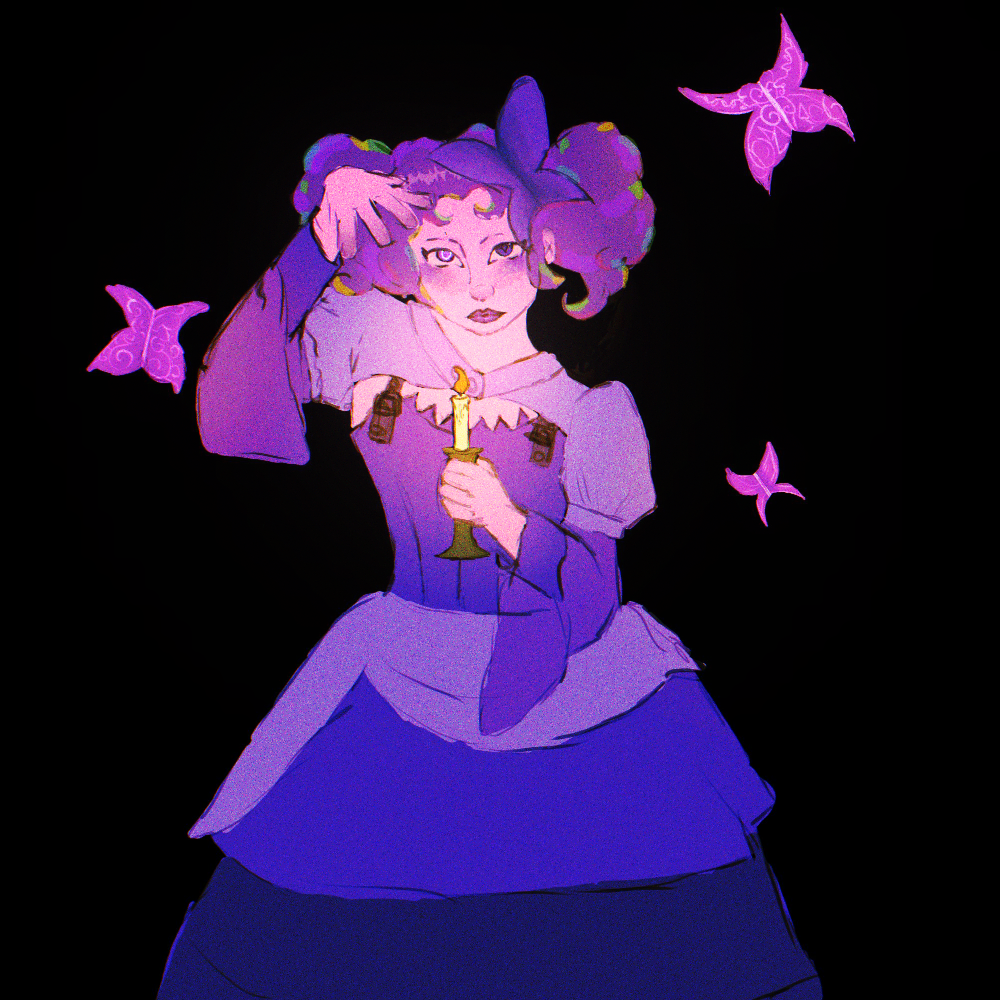 Random lady with butterflys around her